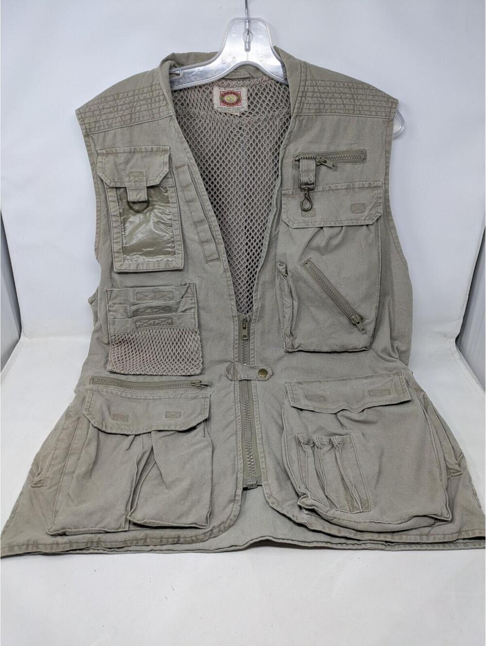 Vtg 1986 Banana Republic Safari Vest Mesh Photojournalist Fishing Khaki Large